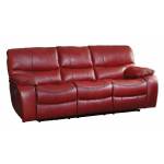 Pecos Double Reclining Sofa - Leather Gel Match - Red